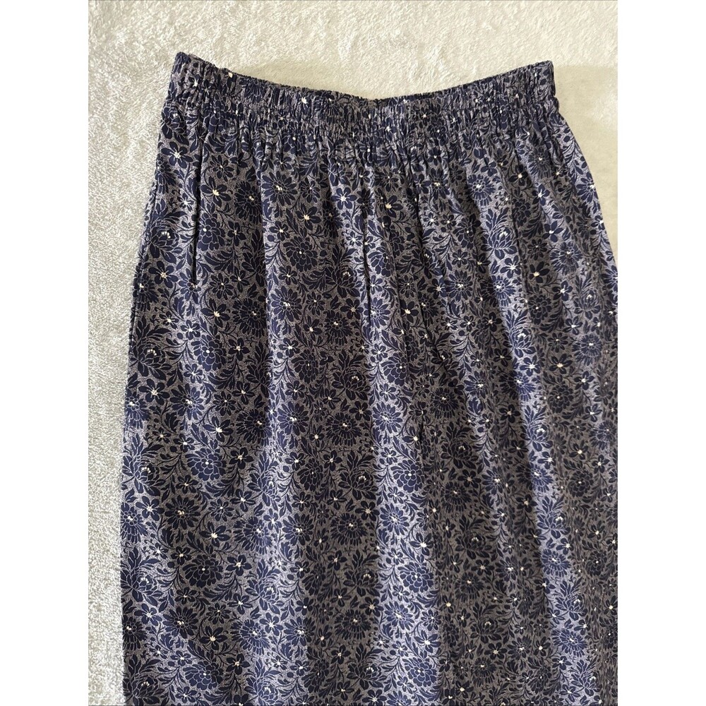 Blue White Floral Ditsy Print Wide Leg Palazzo Pants High Waist Size XS - Picture 4 of 15
